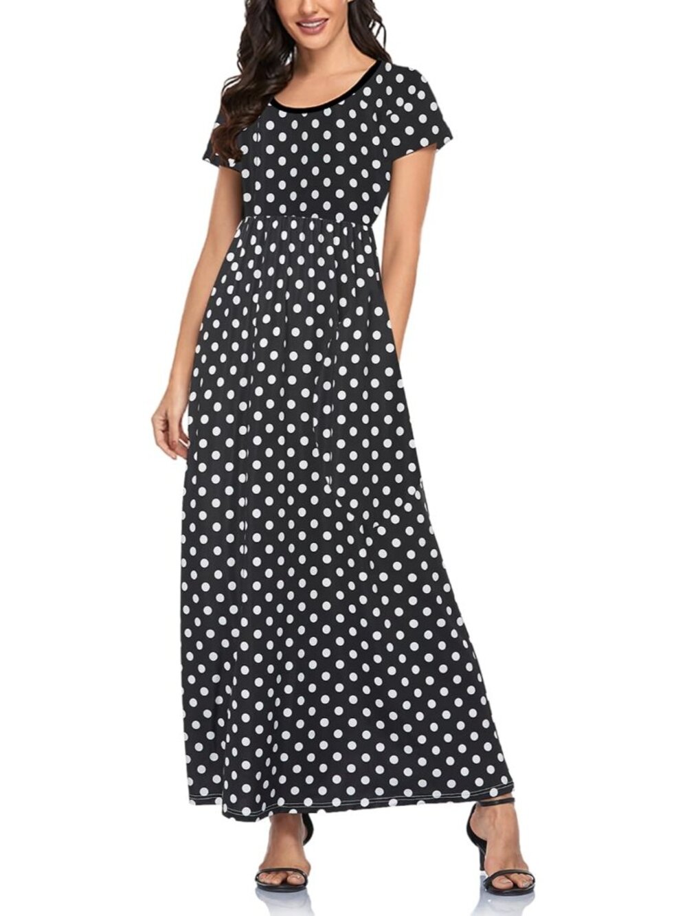 Womens Short Sleeve Maxi Dresses Empire Waist Long Dress